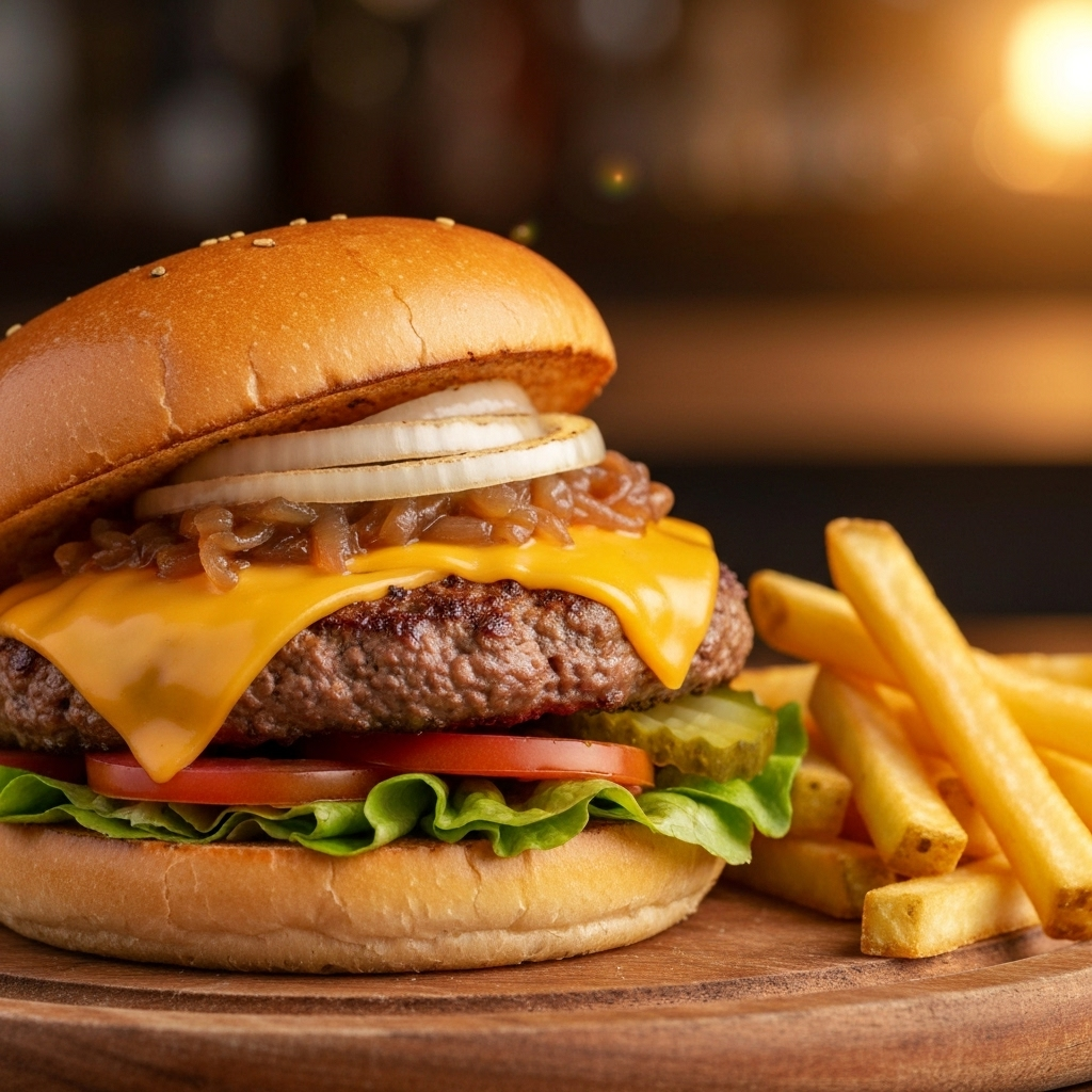 Gourmet burger meal